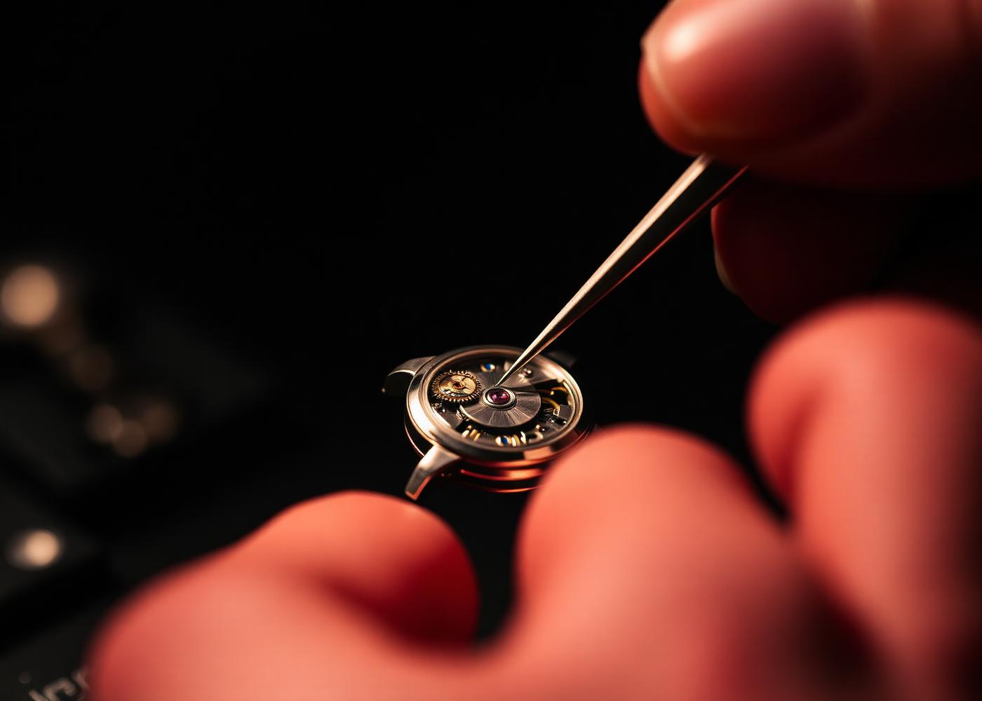 Watchmaker assembling a movement